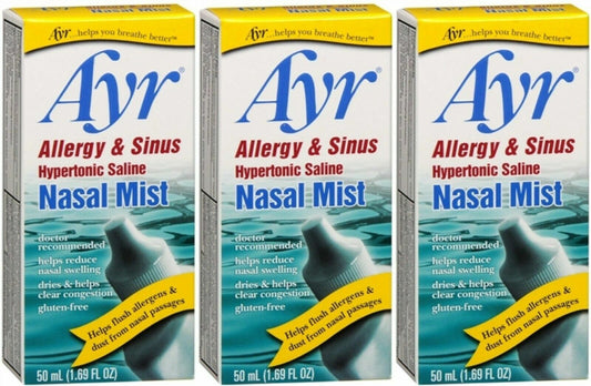 Ayr Allergy & Sinus Hypertonic Saline Nasal Mist, 1.69 oz (3 Pack)