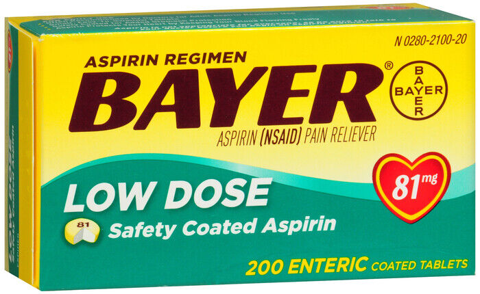 BAYER ASPIRIN LOW DOSE REGIMEN TABLET 200CT   aspirin ORAL TABLET DR 81 MG