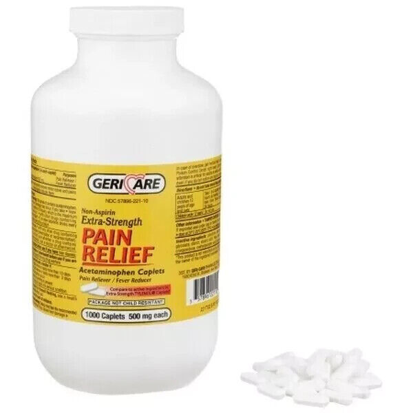 Pain Relief Geri-Care 500 mg Strength Acetaminophen Caplet 1,000 CT