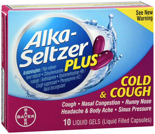 ALKA-SELTZER PLUS LIQUID GEL COLD COUGH 10CT