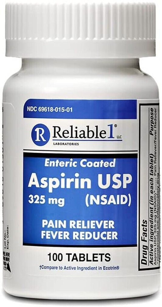 ASPIRIN 325MG ENTERIC COATED  TABLET 100CT   BY RELIABLE