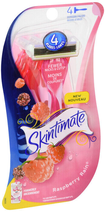 SKINTIMATE RASPBERY RAIN 4 BLADE RAZOR 4CT