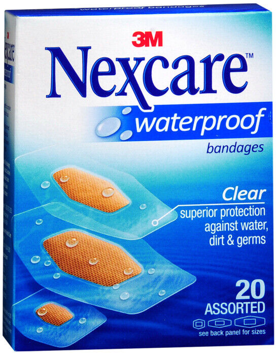 NEXCARE WATERPROOF ADHESIVE BANDAGES ASSORTED 20 CT