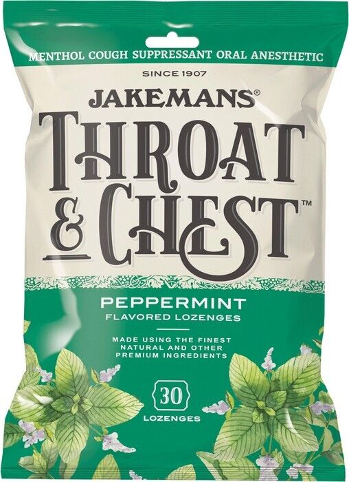 Jakemans Throat & Chest Peppermint Flavored Lozenges 30 Lozenges