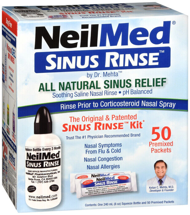 NeilMed Sinus Rinse Complete Kit - 50 Premixed Packets FREE USA SHIPPING