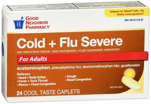 GNP Severe Cold & Flu Caplets 24ct  COMPARE TO TYLENOL COLD AND FLU