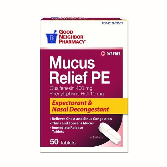 GNP Mucus Relief PE Tablets 50ct guaifenesin/phenylephrine HCl ORAL TABLET