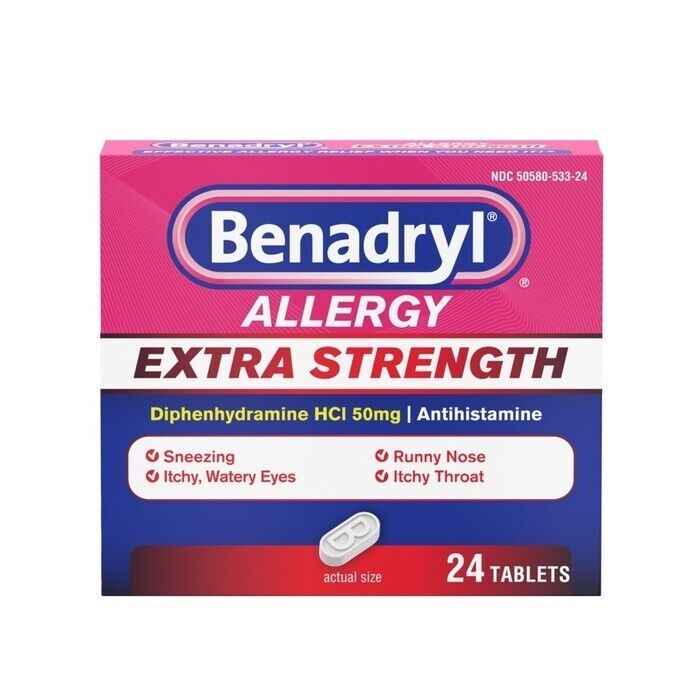 Benadryl Allergy Extra Strength Antihistamine Tablets 24 ct