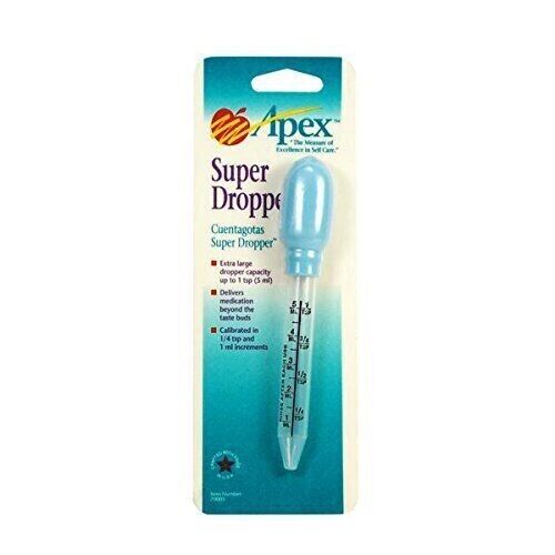 Apex Super Medicine Dropper Calibrated 1 Tsp & 5mL Increments 1 Ct 2 Pack