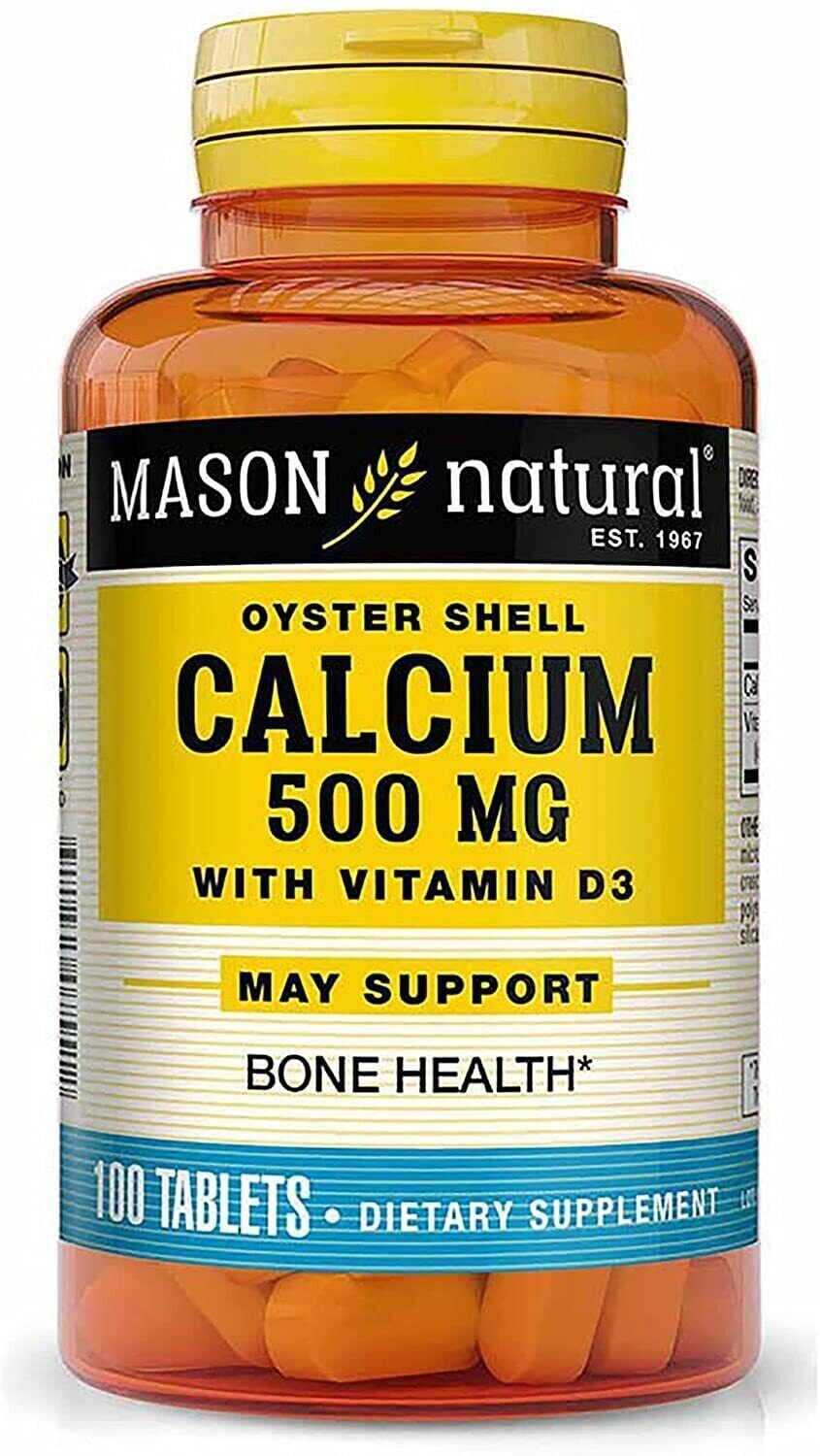 CALCIUM OYSTER SHELL+VITAMIN D3 500MG TAB 100CT MASON