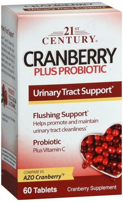 21st Century Cranberry Plus Probiotic Tablets For Urinary Tract Support 60 Count