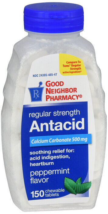 GNP ANTACID PEPPERMINT TAB 150CT   calcium carbonate ORAL TAB CHEW 200(500)MG