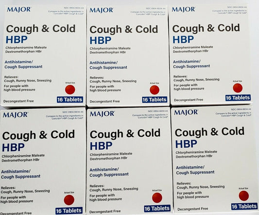 MAJOR Cough & Cold HBP 16ct (Compare to Coricidin HBP)  - 6  Pack