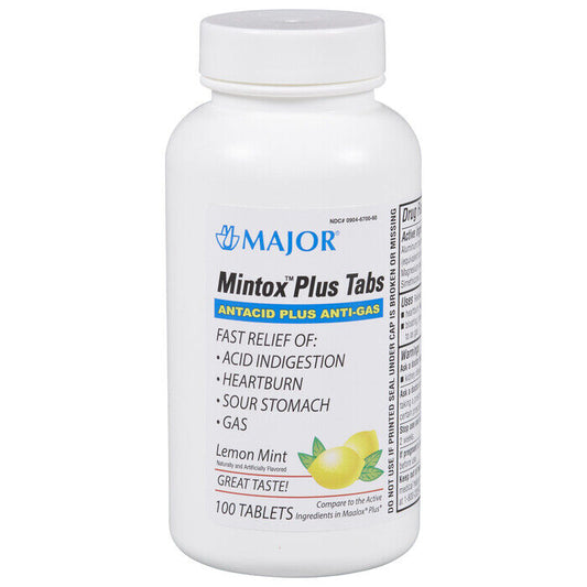 Mintox Plus Antacid / Anti-Gas LEMON MINT CHEWS 100ct