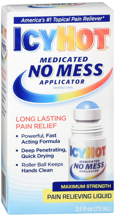 Icy Hot Medicated No Mess Applicator Pain Relieving Liquid, 2.5 oz x  3