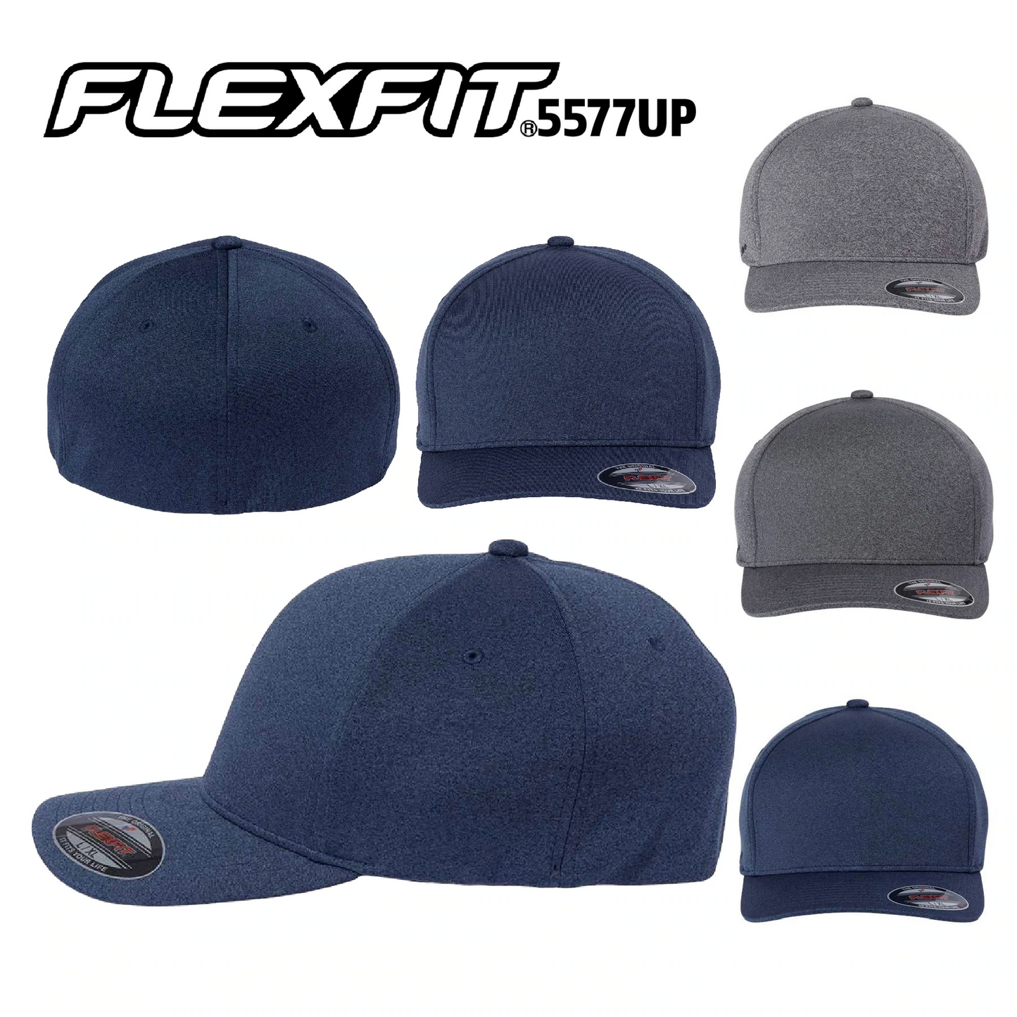 New Flexfit 5577UP Curved Visor UNIPANEL MELANGE CAP  FREE WORLDWIDE SHIPPING