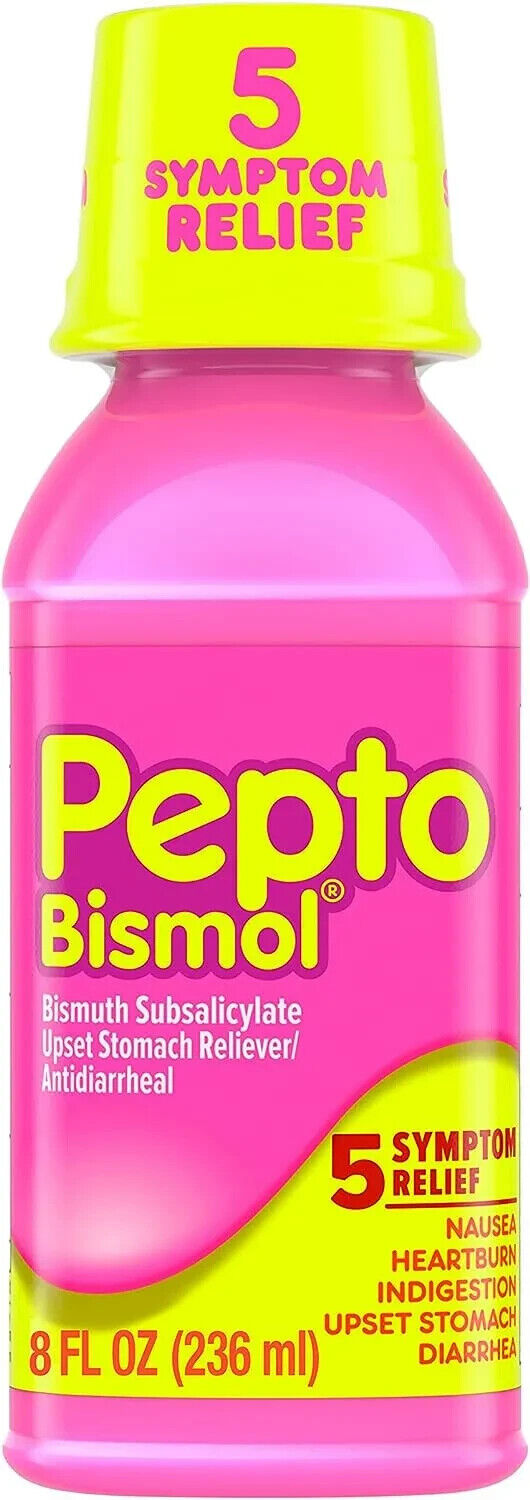 Pepto Bismol 5 Symptom Stomach Relief Liquid, Original,  8 Oz