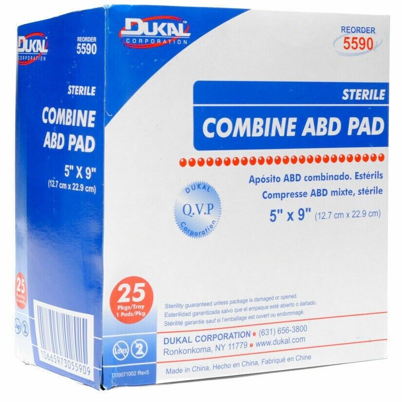 Dukal Combine ABD Abdominal Pad 5X9 Sterile (25)