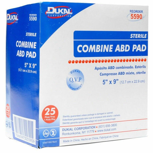 Dukal Combine ABD Abdominal Pad 5X9 Sterile (25)