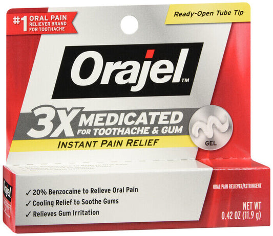 ORAJEL 3X MAX ORAL PAIN GEL 0.42OZ