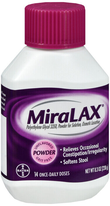 MIRALAX POWDER 14 DAY 8.3OZ   polyethylene glycol 3350 ORAL POWDER 17 G/DOSE