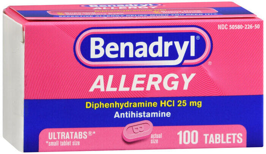 ORIGINAL BENADRYL  25MG ALLERGY ULTRATAB 100CT  x 2