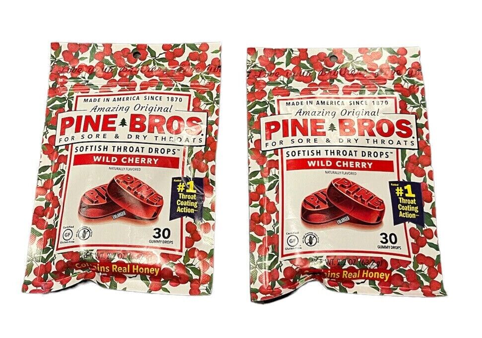 Pine Bros. Softish Throat Drops Value Pack, Wild Cherry 30 ea (Pack of 2)