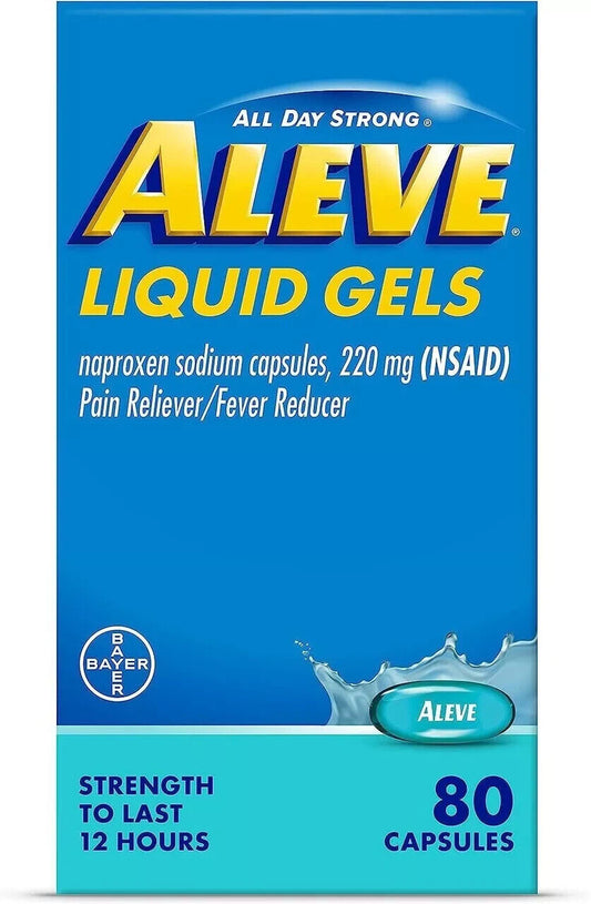 Aleve Liquid Gels Naproxen Sodium Pain Reliever/Fever Reducer,80ct  Exp:07-2025