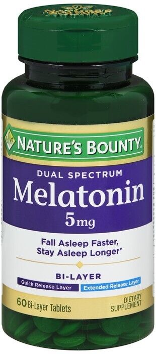 MELATONIN DUAL SPECTRM TAB 60CT NATURES BOUNTY ORAL TAB IR ER 5 MG