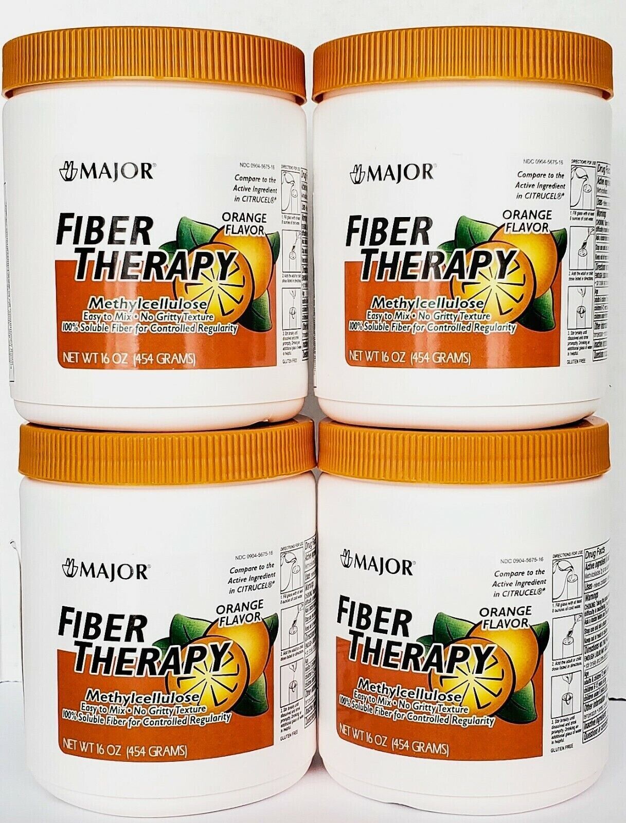 Major Fiber Therapy Powder 16 oz (Compare to Citrucel) (4 Pack)