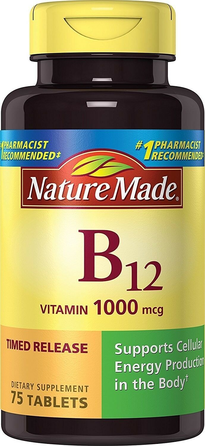 Nature Made Vitamin B12 1000mcg Supplement Cellular Energy Support Tablets 75ct