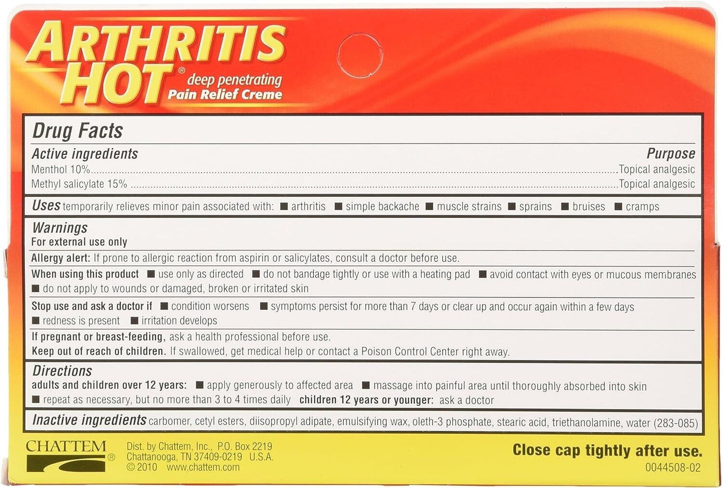 Arthritis Hot Pain Relief Creme 3 oz  x 3 tubes