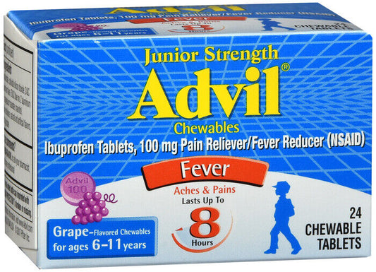 Advil Junior Strength Chewable Tablets Grape 24 Count