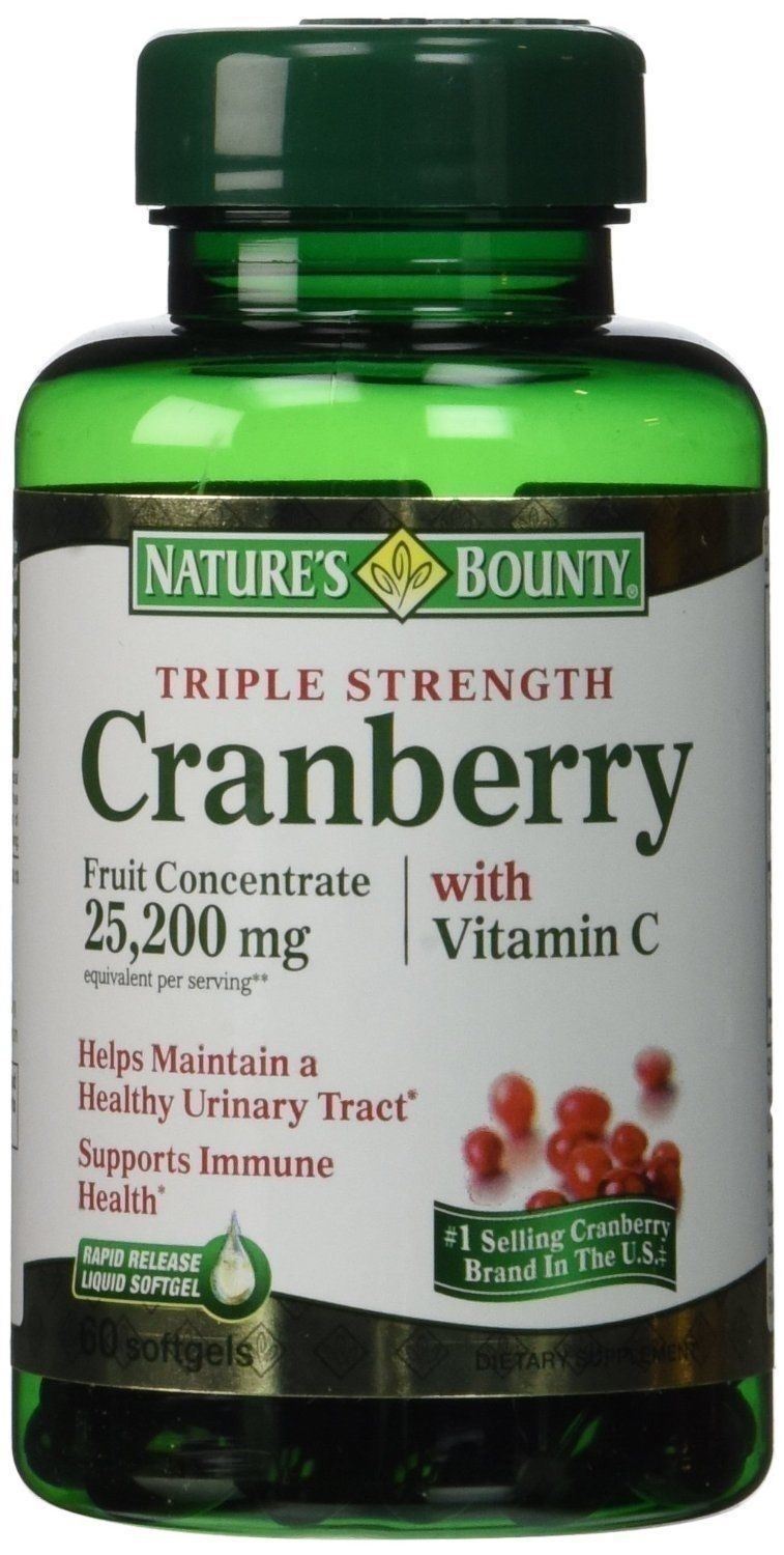 Natures Bounty Triple Strength Cranberry 25,200mg & Vitamin C Softgels  60ct X 2