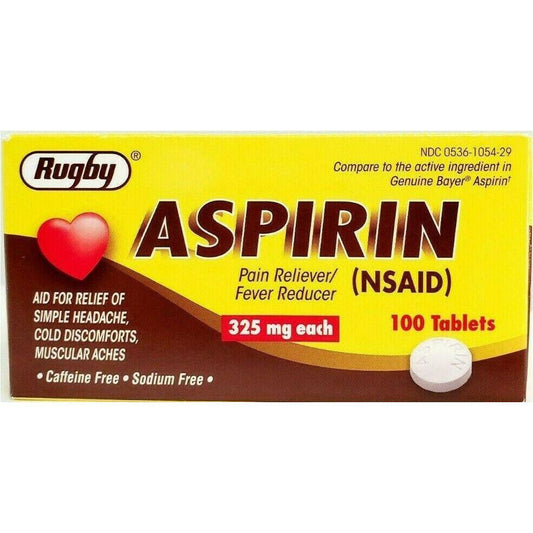 ASPIRIN 325 MG 100 TABLETS BY RUGBY