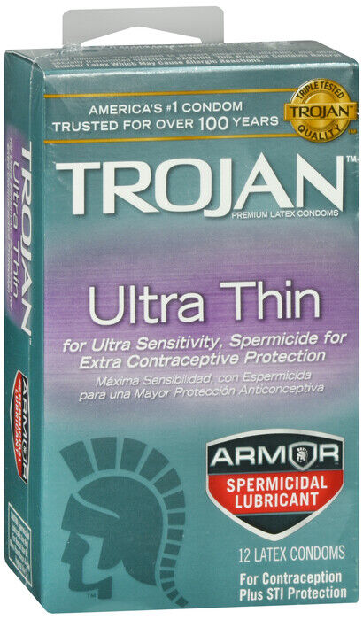 TROJAN ULTRA THIN SPERMICIDAL CONDOM 12CT