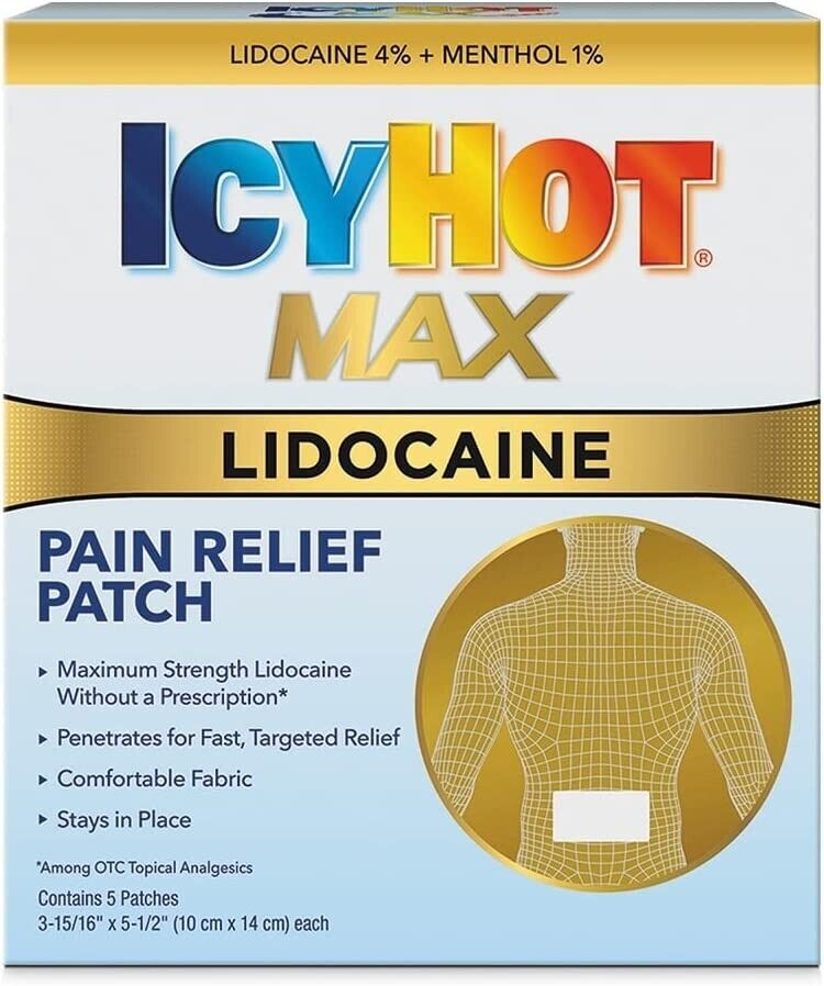 Icy Hot Maximum Strength Patch Plus Menthol Numbs Away Pain 5 Patches