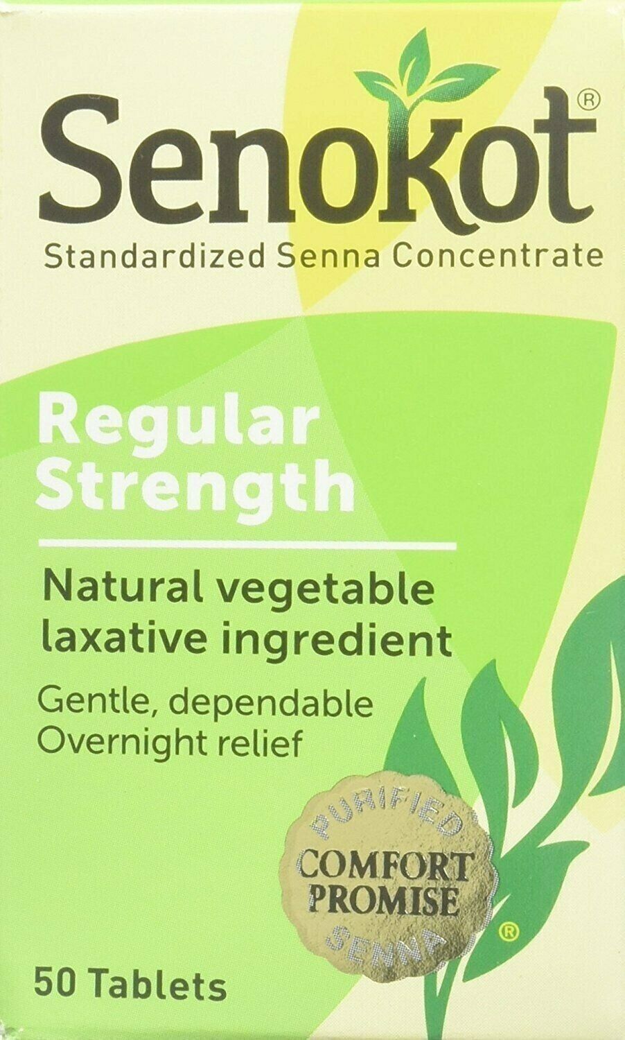 Senokot Standardized Senna Natural Vegetable Laxative Gentle Relief Tablets 50ct