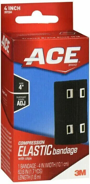 3M Ace Compression Elastic Bandage Adjustable Support 4 Inch Black 1 ct