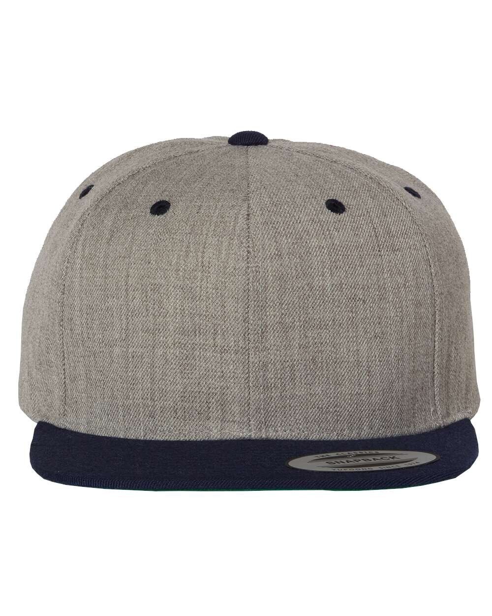 YP Classics - Flat Bill Snapback Cap - YUPOONG  6089M  HEATHER GREY/NAVY