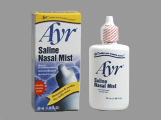 Ayr Saline Nasal Mist Moisturizes & Soothes Dry Stuffy Nose 1.69 oz Pack of 3