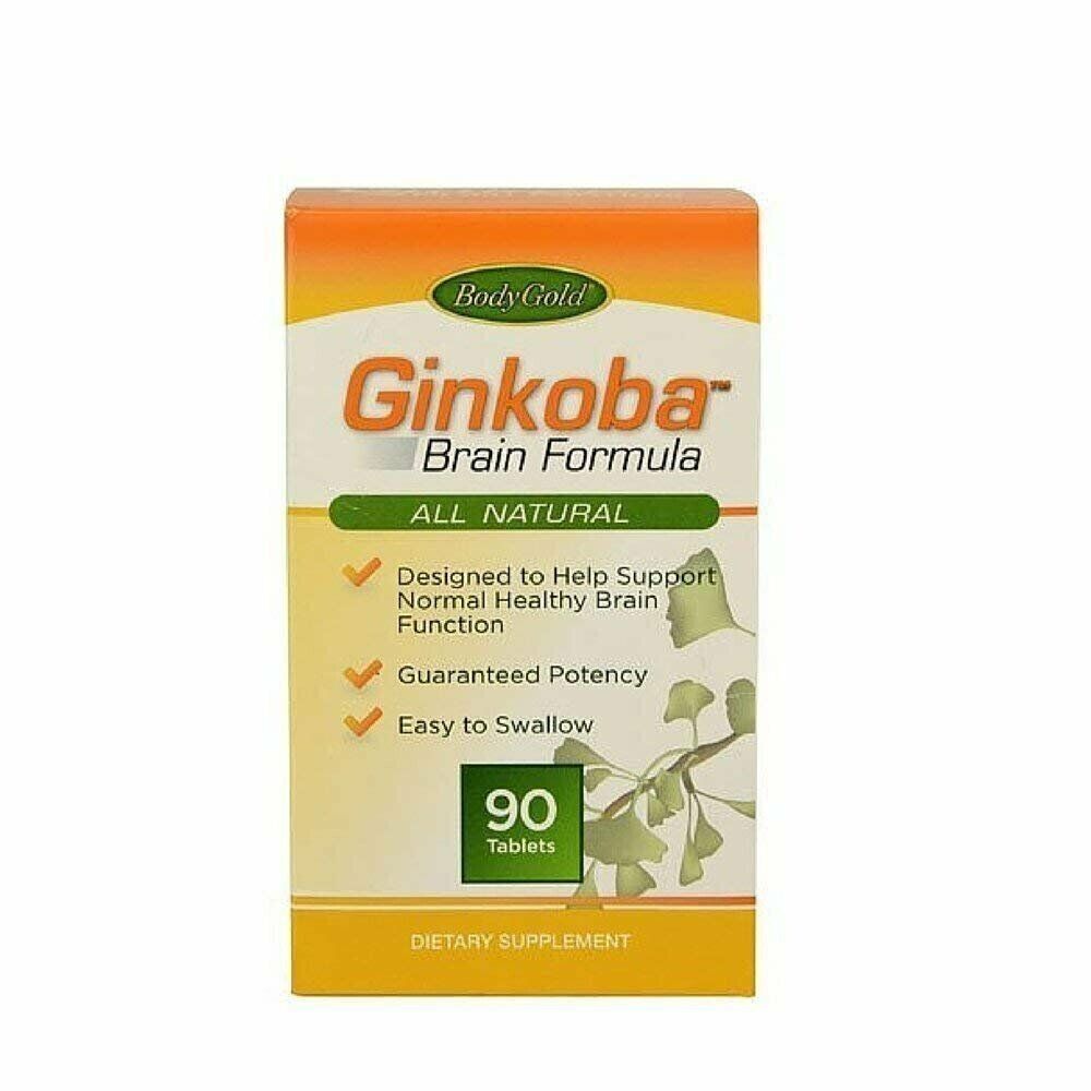 Bodygold Ginkoba Dietary Supplement Healthy Brain Function Support 90ct