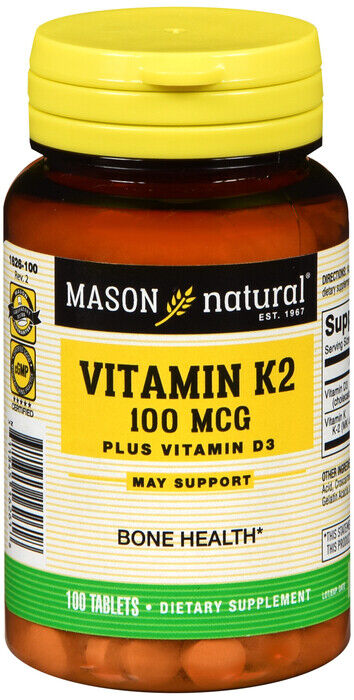 VIT K2 100MCG & D3 1000IU TAB 100CT MASON