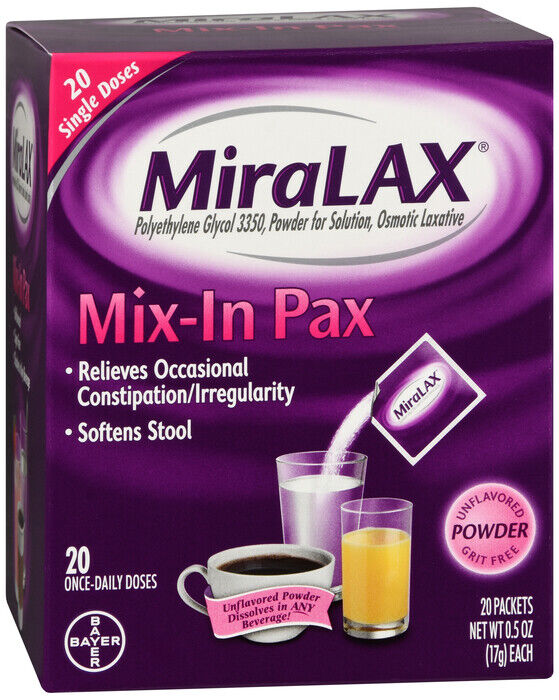 MIRALAX SINGLE DOSE PACKET POWDER 20CT