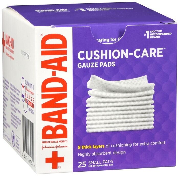 Band-Aid Brand Cushion Care Large Gauze Pads Highly Absorbent 2X2  25 Count