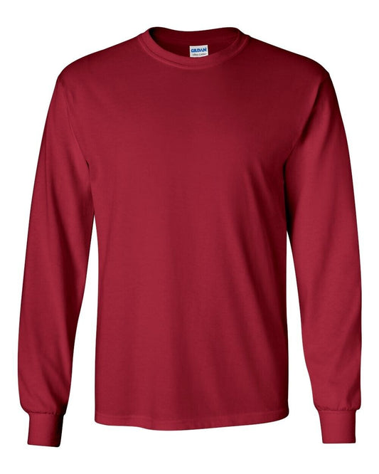 Gildan - Ultra Cotton Long Sleeve T-Shirt - 2400 CARDINAL RED  SMALL     (4-18)