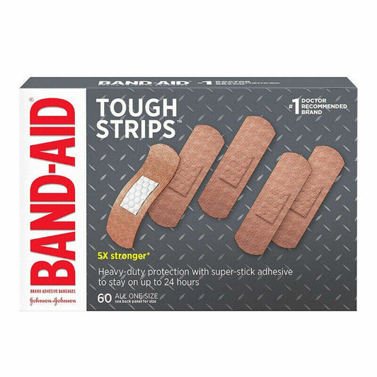 BAND-AID Brand Adhesive Bandages Tough Strips 60 ea