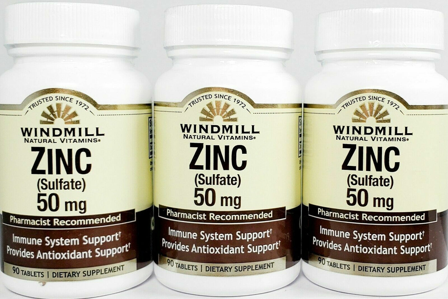 Windmill Zinc Sulfate 50 mg 90ct Tablets -3 Pack