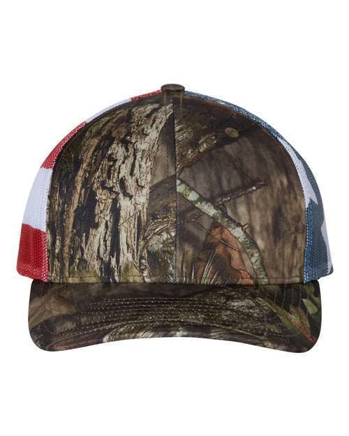 Richardson 112PM Printed Mesh Trucker Precurved Visor Ballcap Hat