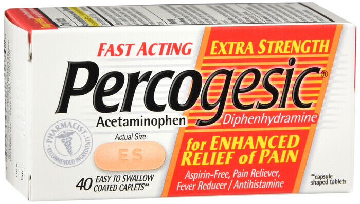 Percogesic Fast Acting Extra Strength Enhanced Pain Relief Coated Caplet 40ct x2